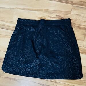 Orvis Black Rose Embossed Golf Tennis Pull On Skort Sz L  4.5" Shorts Inseam